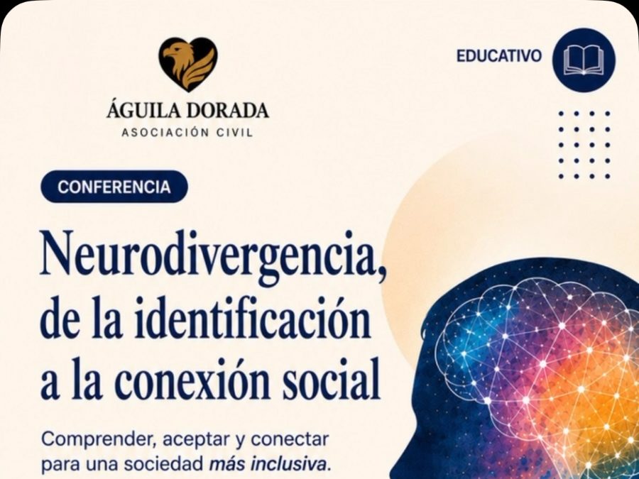 Flyer de la conferencia Neurodivergencia, de la identificación a la conexión social