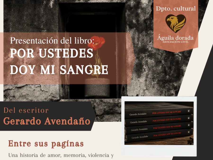 Flyer de la presentación del libro Por ustedes doy mi sangre